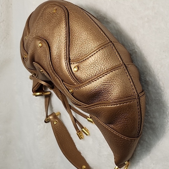 Cole Haan Gold Fish F05 Pebbled Leather Hobo/Soho Handbag Purse With Wallet - Picture 11 of 16